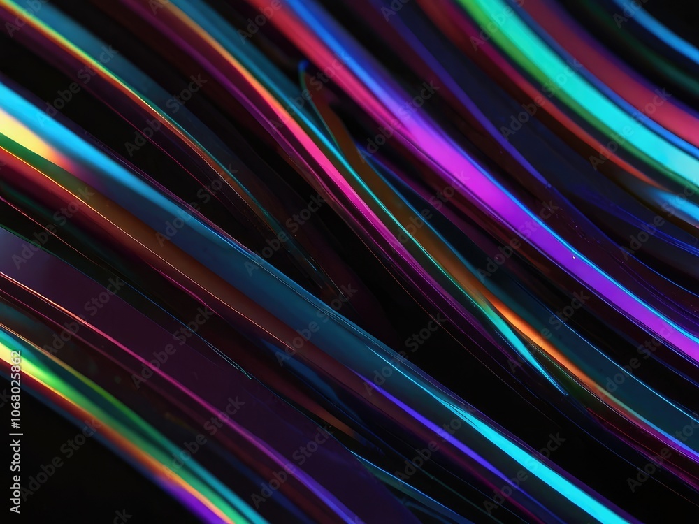 Abstract glass shape, 3d render,Abstract silky and shiny waves on a dark background, horizontal composition,holographic ripples, great design for any purposes. Iridescent background. Abstract glass shape, 3d render,Abstract silky and shiny waves on a dark background, horizontal composition,holographic ripples, great design for any purposes. Iridescent background.