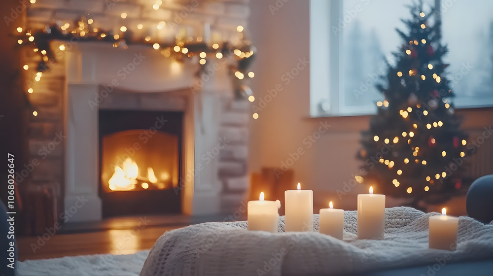 Create a cozy holiday atmosphere with candles and decorations Create a cozy holiday atmosphere with candles and decorations