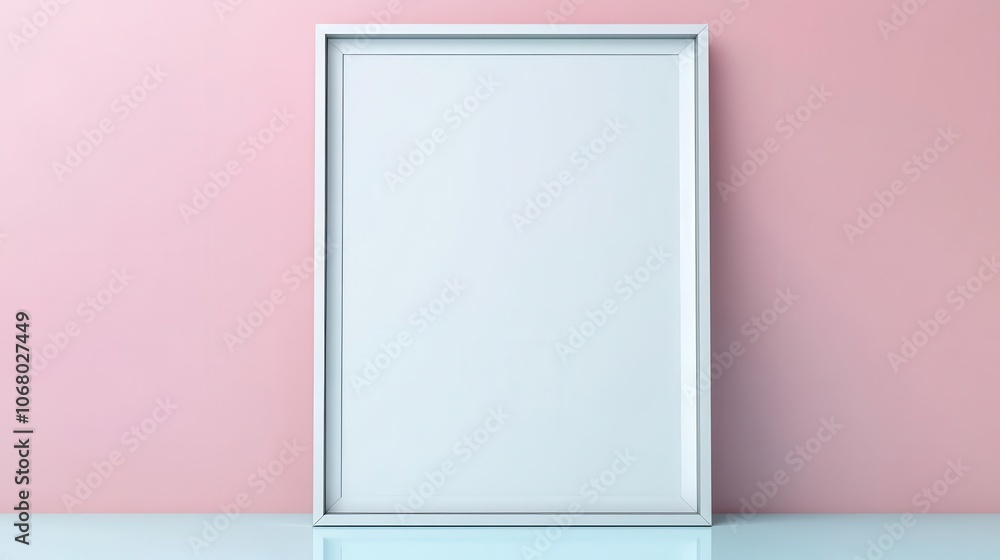 A blank frame stands against a soft pink wall, offering a minimalist aesthetic perfect for showcasing artwork or photographs. A blank frame stands against a soft pink wall, offering a minimalist aesthetic perfect for showcasing artwork or photographs.