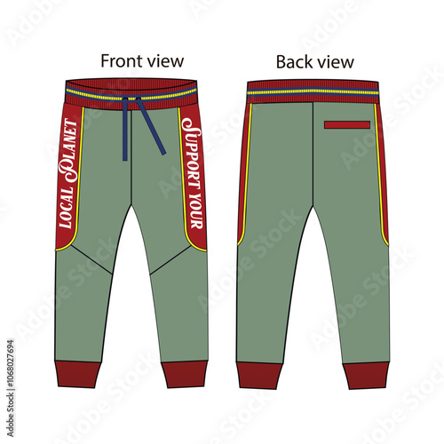Boys and girls winter jogger pant vector illustration