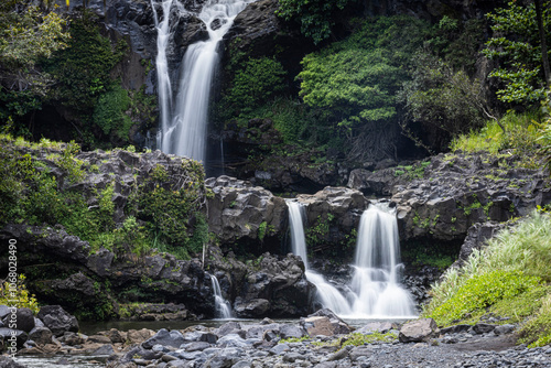 A stream along the Pipiwai Trail in Haleakala National Park on the island of Maui in Hawaii.