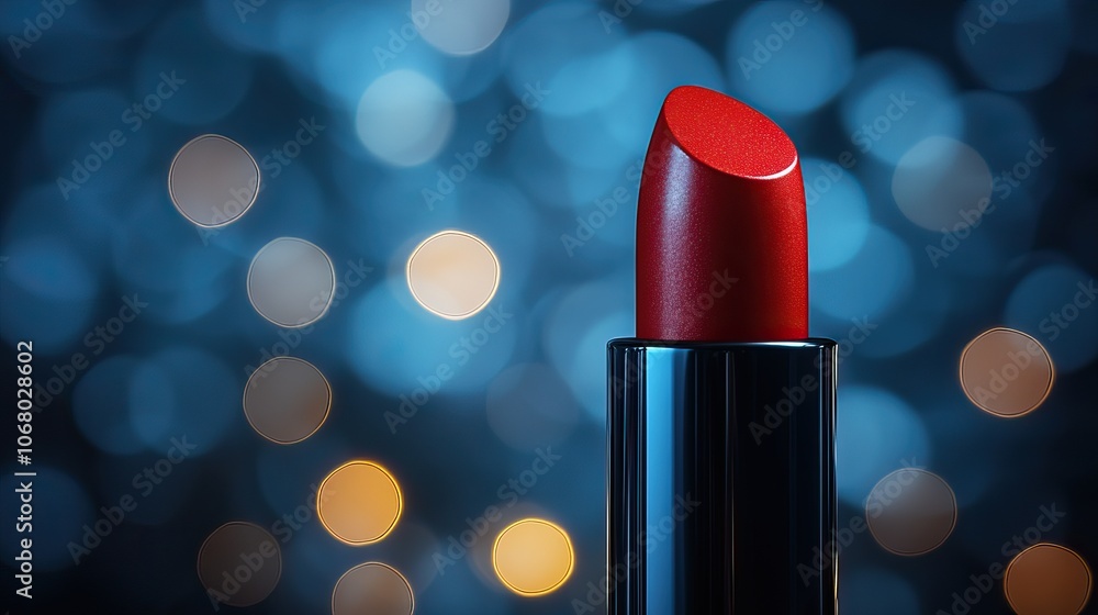 Closeup of a red lipstick tube against a background, representing beauty and fashion in makeup product design. Closeup of a red lipstick tube against a background, representing beauty and fashion in makeup product design.
