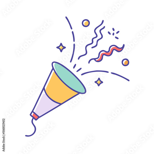 party popper vector art,  flat illustration party popper icon