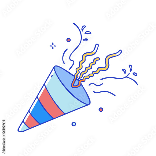 party popper vector art,  flat illustration party popper icon