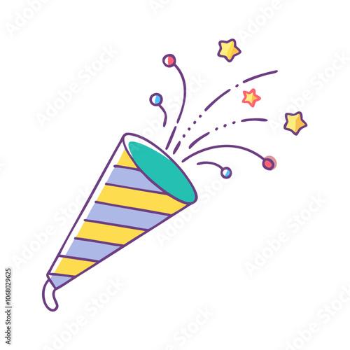 party popper vector art,  flat illustration party popper icon