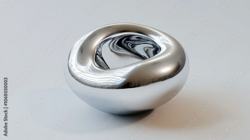Minimalist chrome pearl, rendered in 3D from top view on a white background, perfect for modern displays. Minimalist chrome pearl, rendered in 3D from top view on a white background, perfect for modern displays.