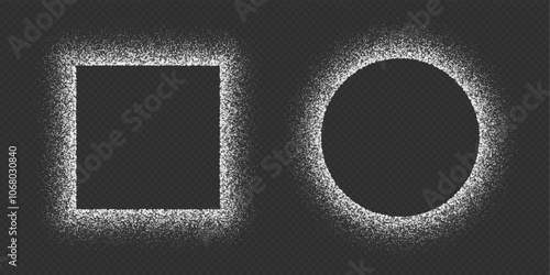 Salt frame, sugar powder border, flour powder in circle and square shapes. Vector illustration.