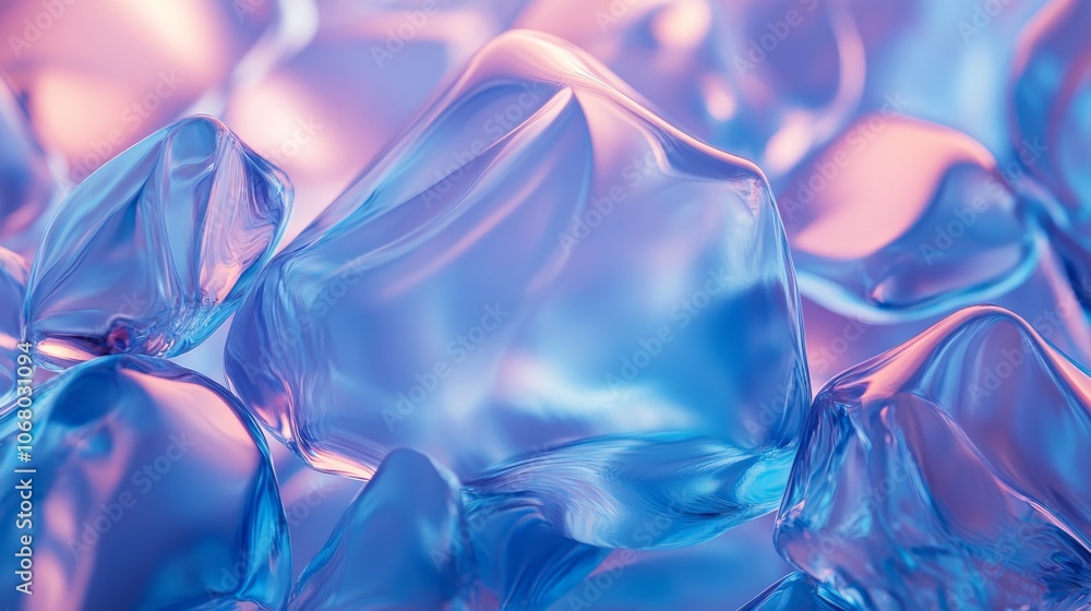 Fototapeta premium Abstract background of blue and pink iridescent glass.
