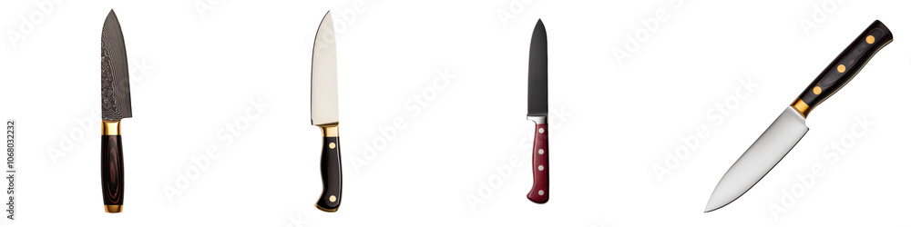 Set of various kitchen knives on a white isolate background. Set of various kitchen knives on a white isolate background.