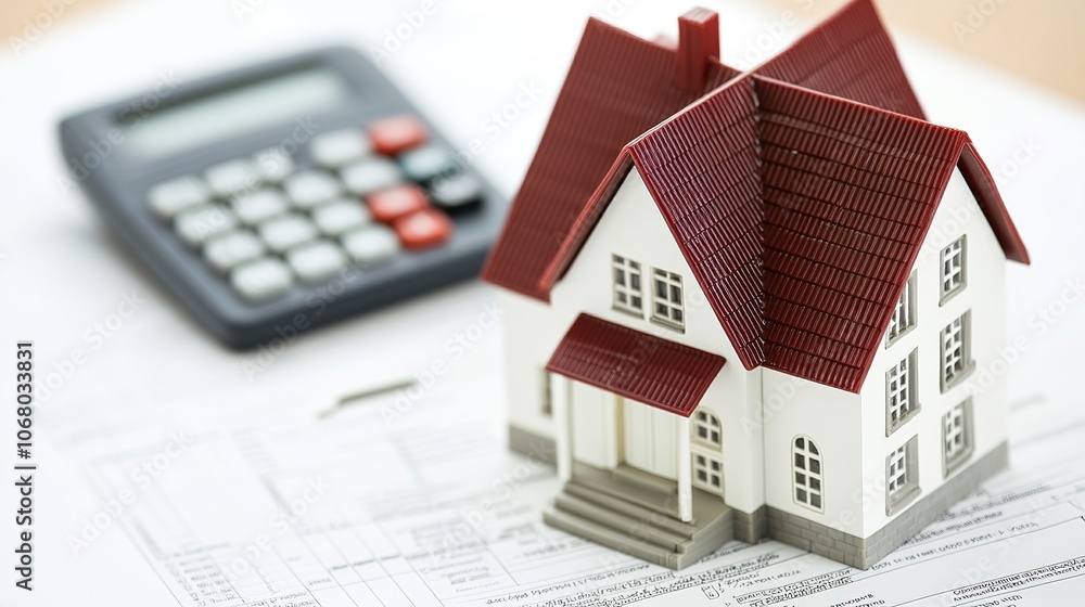 Calculator and Housing Papers on Wooden Desk: Symbolizing Financial Planning and Home Ownership Commitment Calculator and Housing Papers on Wooden Desk: Symbolizing Financial Planning and Home Ownership Commitment