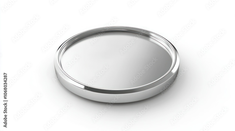 Smooth silver coin icon in 3D, displayed from a top-down view on a bright white background. Smooth silver coin icon in 3D, displayed from a top-down view on a bright white background.