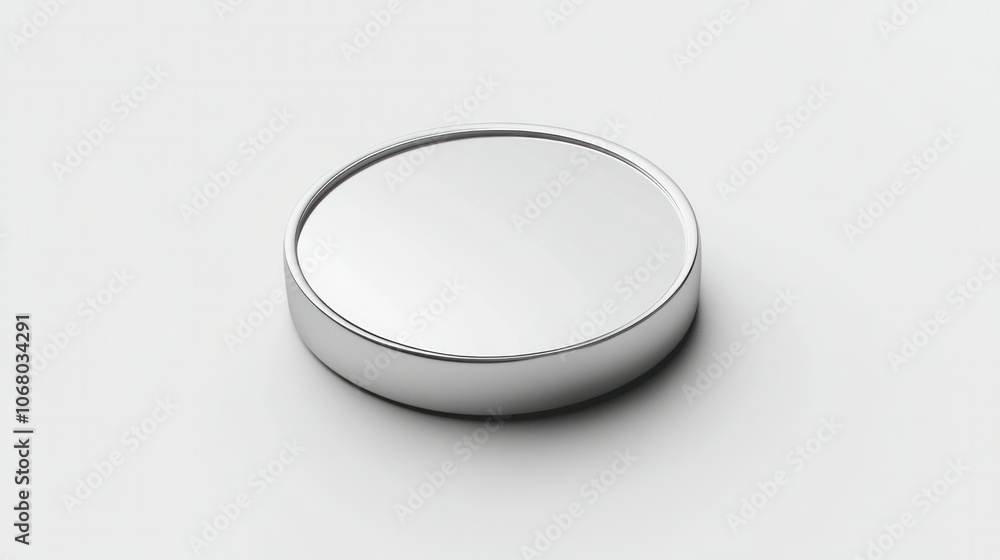Smooth silver coin icon in 3D, displayed from a top-down view on a bright white background. Smooth silver coin icon in 3D, displayed from a top-down view on a bright white background.