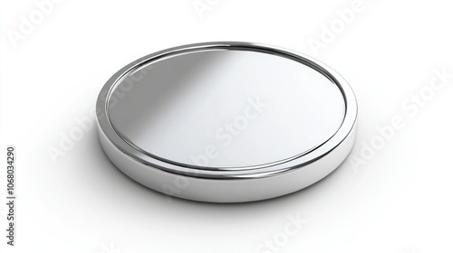 Smooth silver coin icon in 3D, displayed from a top-down view on a bright white background.