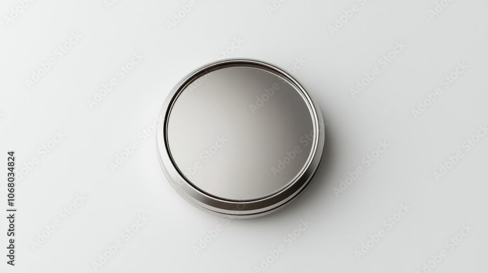 Top-down view of a polished 3D silver coin icon on a white background, perfect for minimalistic, modern designs. Top-down view of a polished 3D silver coin icon on a white background, perfect for minimalistic, modern designs.