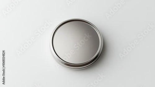 Top-down view of a polished 3D silver coin icon on a white background, perfect for minimalistic, modern designs.