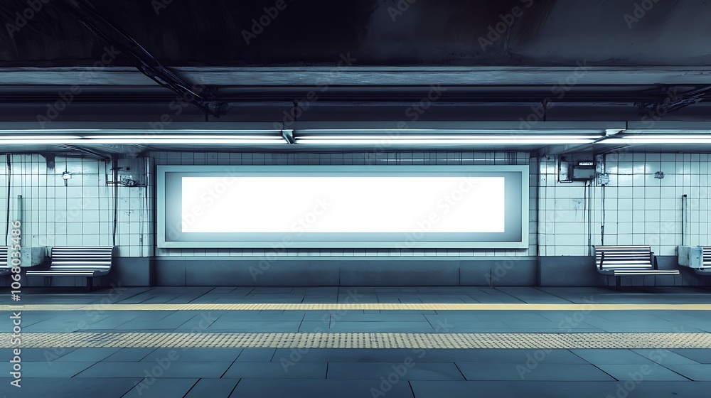 Subway Station with Blank Advertisement Space Subway Station with Blank Advertisement Space