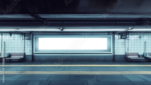 Subway Station with Blank Advertisement Space