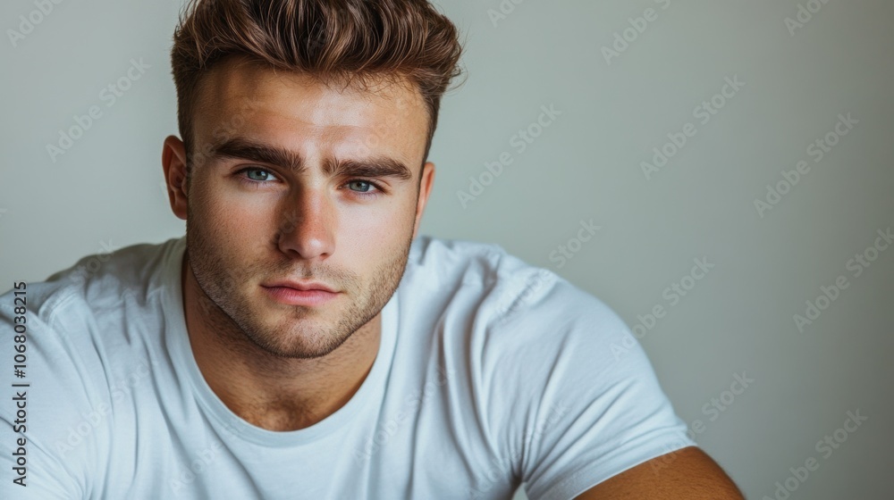 Handsome Man Portrait Serious Expression Casual Close up Handsome Man Portrait Serious Expression Casual Close up