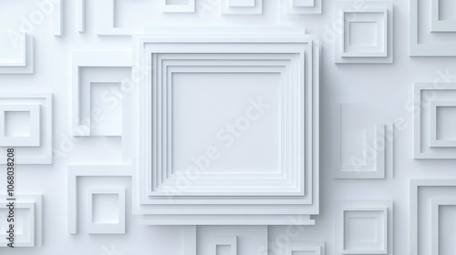 3D rendering of white maze background with modern pattern boxes and shapes