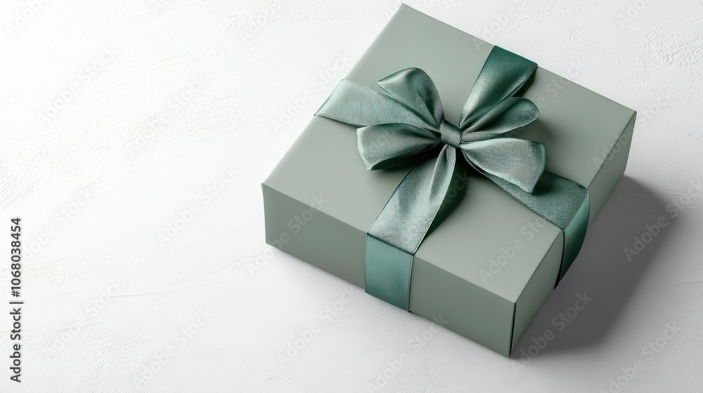 Elegant Green Gift Box with Ribbon Elegant Green Gift Box with Ribbon