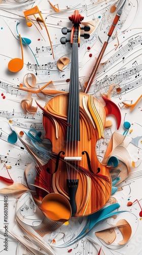 Wallpaper Mural Vibrant music notes and a variety of musical instruments, creatively arranged against a white background, perfect for a banner or poster design celebrating the energy and creativity of a music  Torontodigital.ca