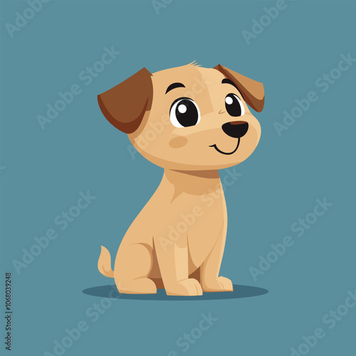 Cute Cartoon Dog with Happy Expression