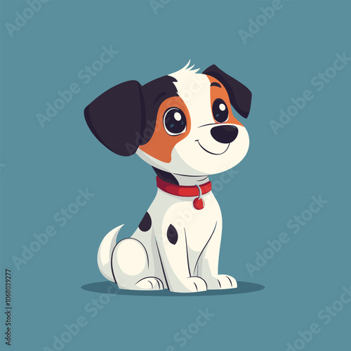 Cute Cartoon Dog Sitting with Friendly Smile
