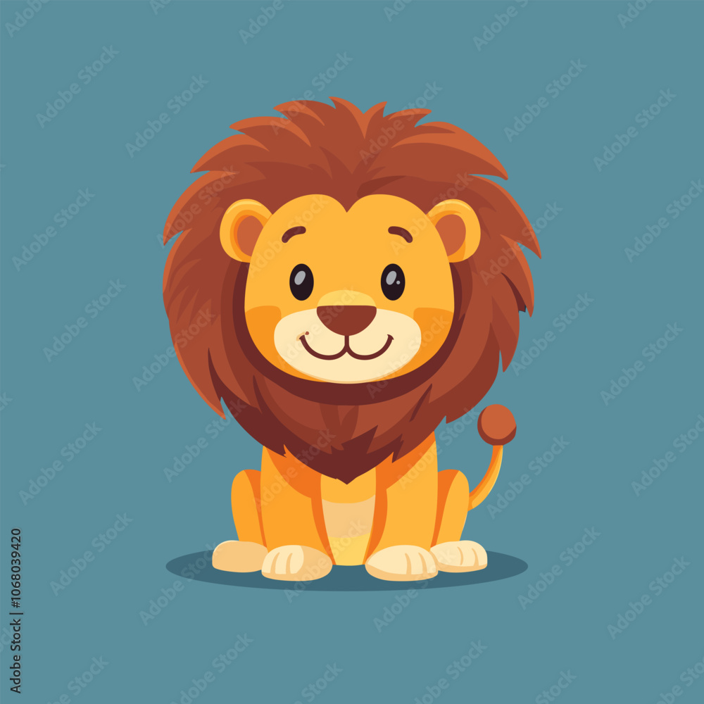 Obraz premium Cute Cartoon Lion with a Playful Expression