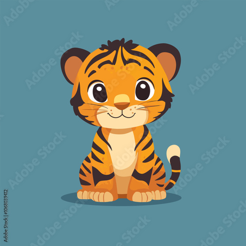Cute Cartoon Tiger Character Illustration