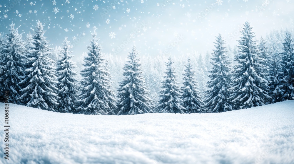Snowy Winter Wonderland Snow Covered Pine Trees Winter Forest Background Snowy Winter Wonderland Snow Covered Pine Trees Winter Forest Background