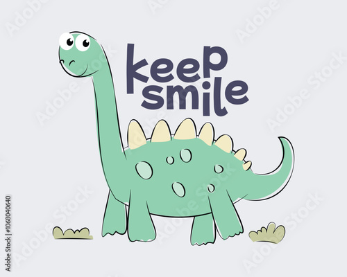 Hand drawn cute dinosaurs, childish style for kids background illustration.