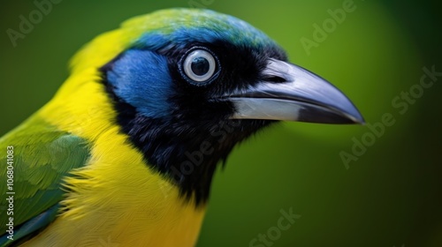 A Close-Up of a Green and Yellow Bird