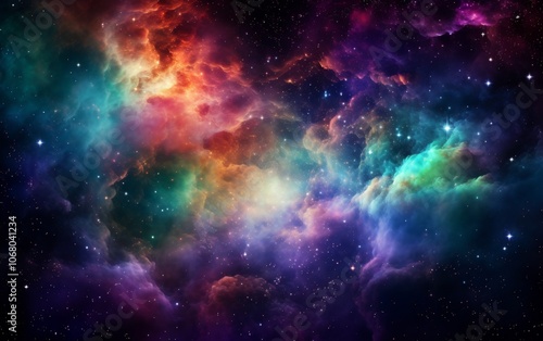 A colorful space with many stars and clouds