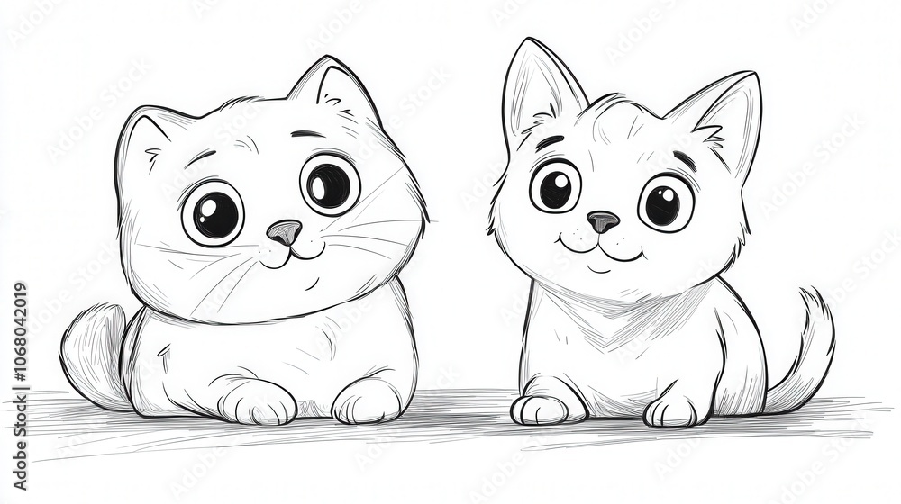 Adorable Retro Cartoon Style Pets Illustration