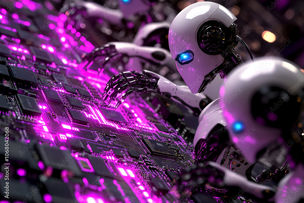 Fototapeta premium Aofthanit cpu chips are connected on a circuit board by innovative technology design for enhanced performance