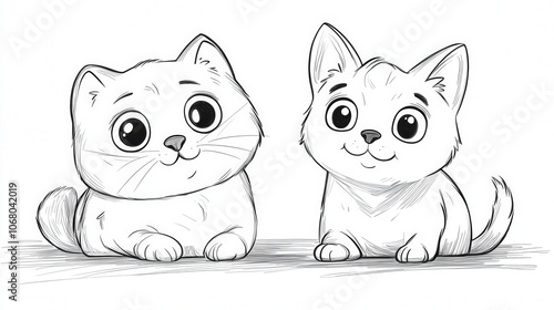 Obraz na płótnie Adorable Retro Cartoon Style Pets Illustration w salonie