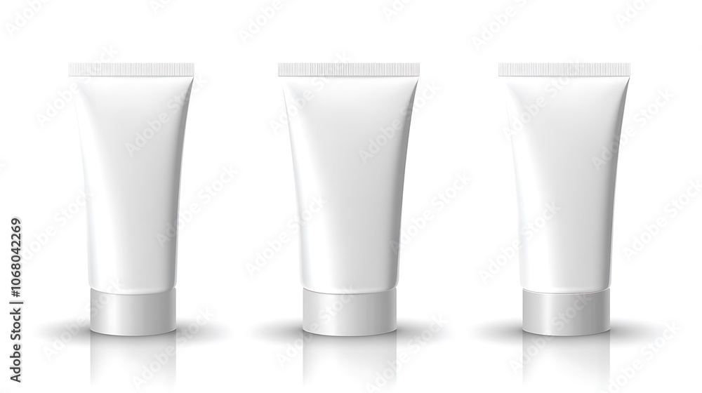 Three White Tubes Mockup Three White Tubes Mockup