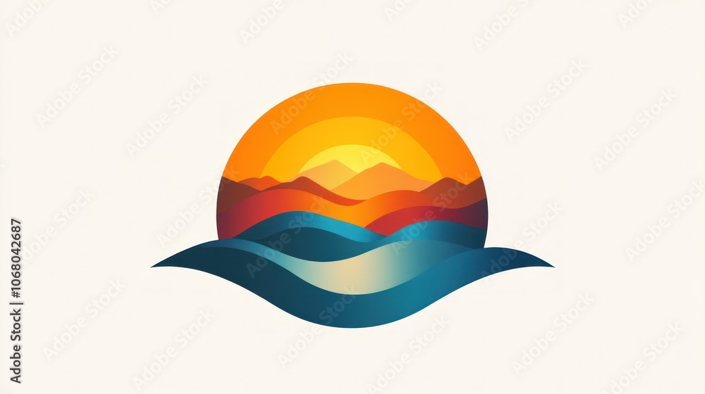 Sunset over the Ocean and Mountains Sunset over the Ocean and Mountains