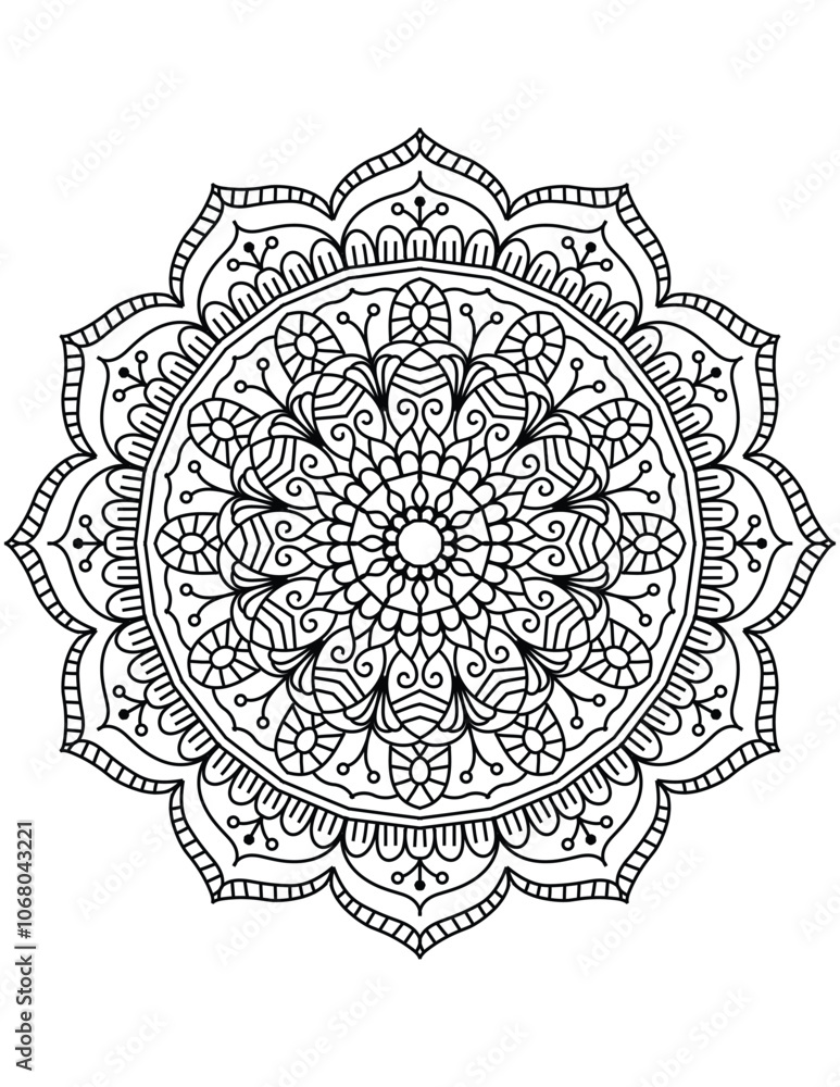 Fototapeta premium Mandalas Adults Coloring Pages Book