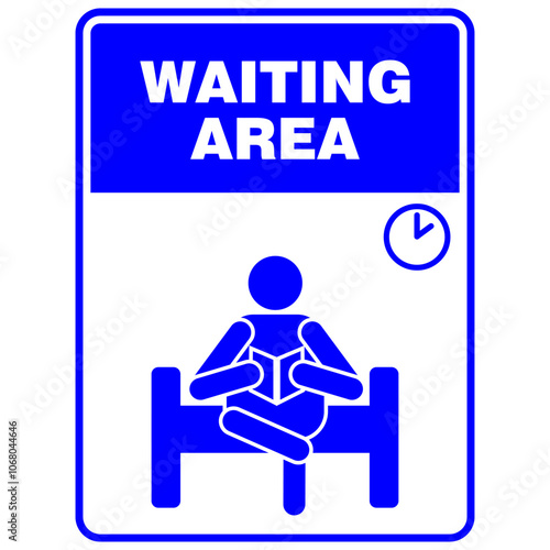 Waiting Area, sign and board vector