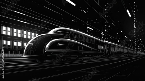 Obraz na płótnie Retro-Futuristic Transportation in Cartoon Style w salonie