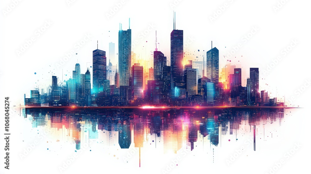 Futuristic Neon Cityscape with Glowing Lights Futuristic Neon Cityscape with Glowing Lights
