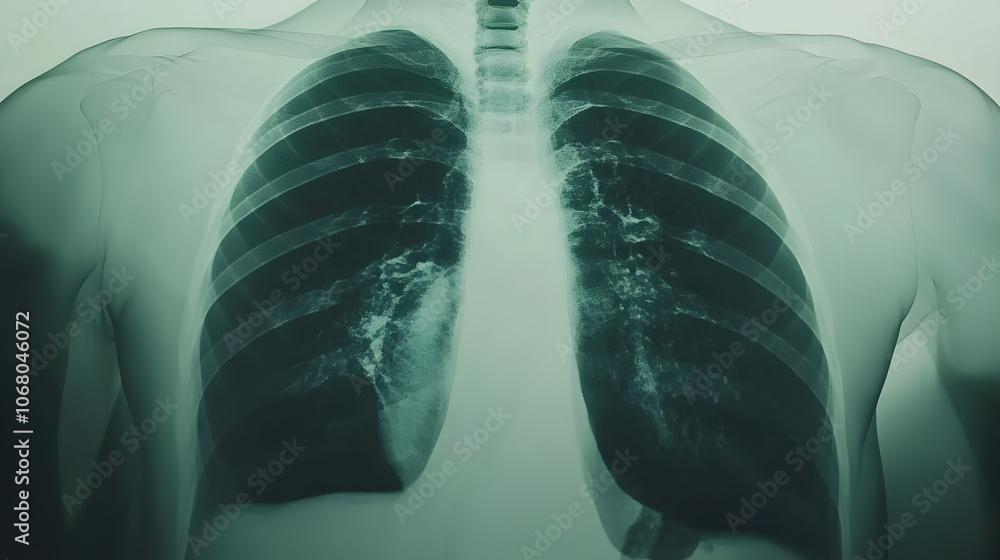 Close-up of a medical chest X-ray image on a light background, showing detailed lung structure and rib cage anatomy
Close-up of a medical chest X-ray image on a light background, showing detailed lung structure and rib cage anatomy