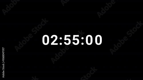 3 minutes countdown timer animation, three minutes countdown animation on black background, simple 3 minute timer.