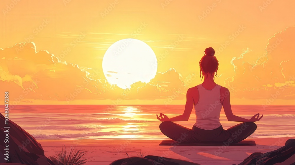 Serene Yoga Session at Sunrise on the Beach Serene Yoga Session at Sunrise on the Beach
