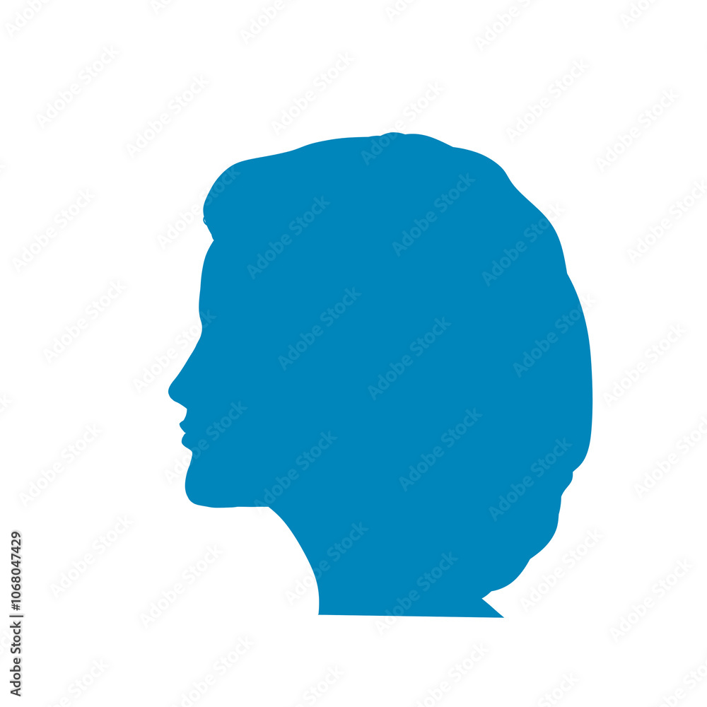 blue silhouette illustration of a woman's head seen from the side blue silhouette illustration of a woman's head seen from the side