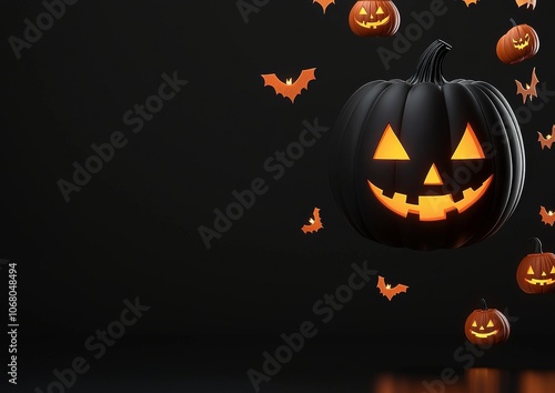 Black Jack-O'-Lantern with Glowing Face