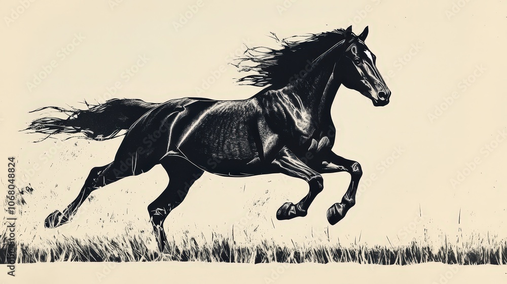 Majestic Horse Running Through Open Field Majestic Horse Running Through Open Field