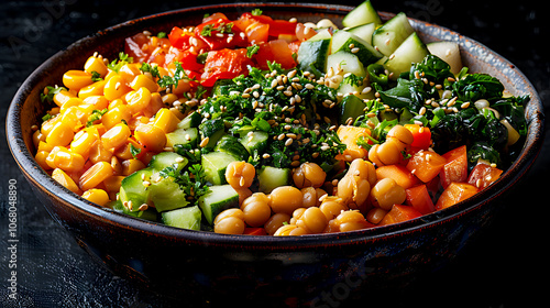 Colorful Healthy Salad Bowl with Fresh Vegetables