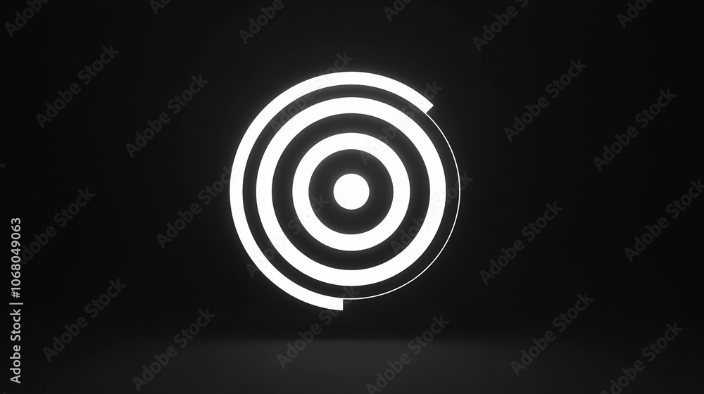 A white circular target with concentric rings is shown on a dark background, symbolizing focus, progress, and goals. A white circular target with concentric rings is shown on a dark background, symbolizing focus, progress, and goals.
